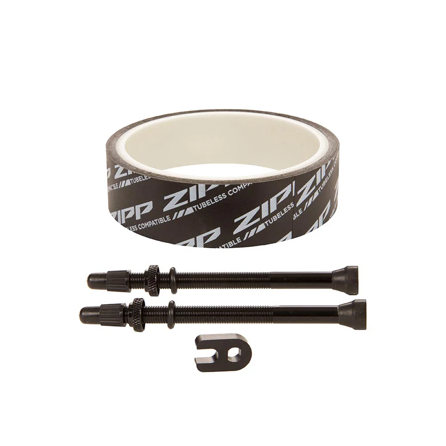 Zipp Speed Weaponry Zipp Tubeless Kit Includes 26mm Tape 2 Universal 80mm Valves 1 Valve Core Wrench Fits 454 404