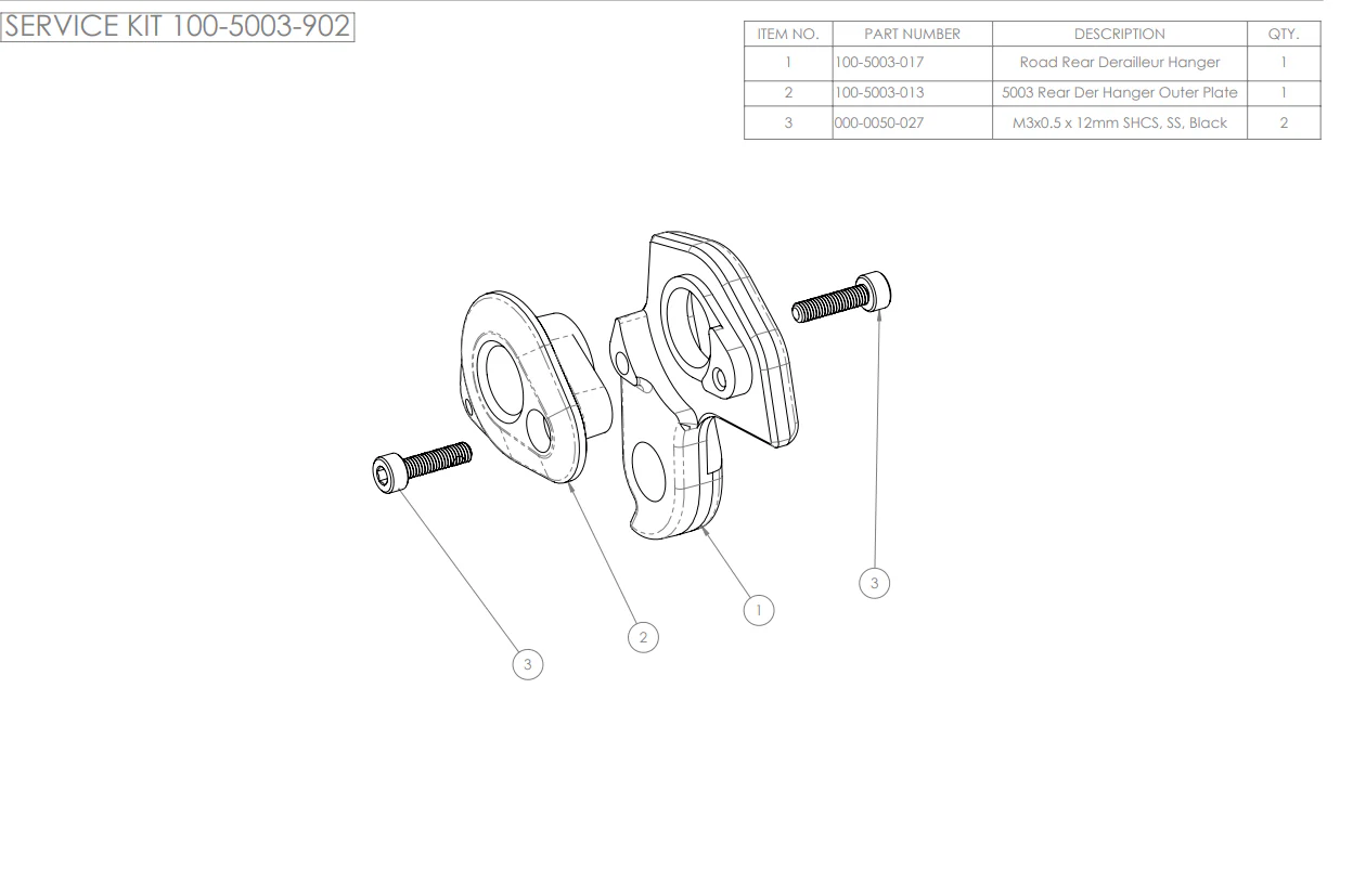 Service Frame Road R Der. Hanger Kit