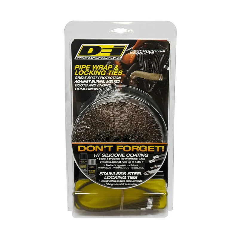 Design Engineering Inc. Titanium Pipe Wrap and Locking Ties, 25 Foot w/ SS Ties