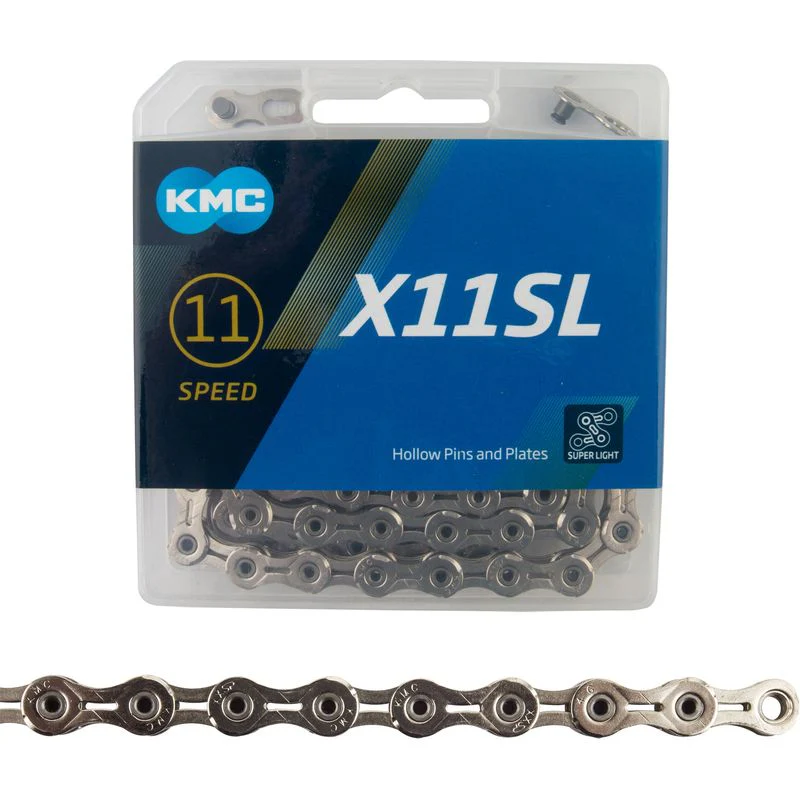 KMC X11SL Super Light 11-Speed Chain – 116 Links, Silver, Lightweight & Durable