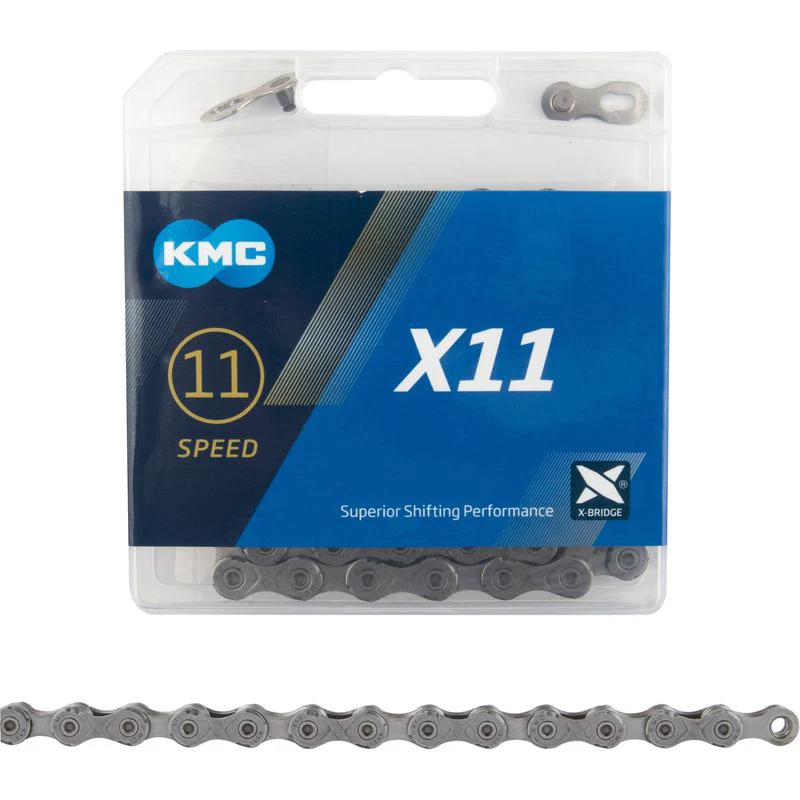 KMC X11 Chain – 11-Speed, 118 Links, Gray, Durable & Precise Shifting