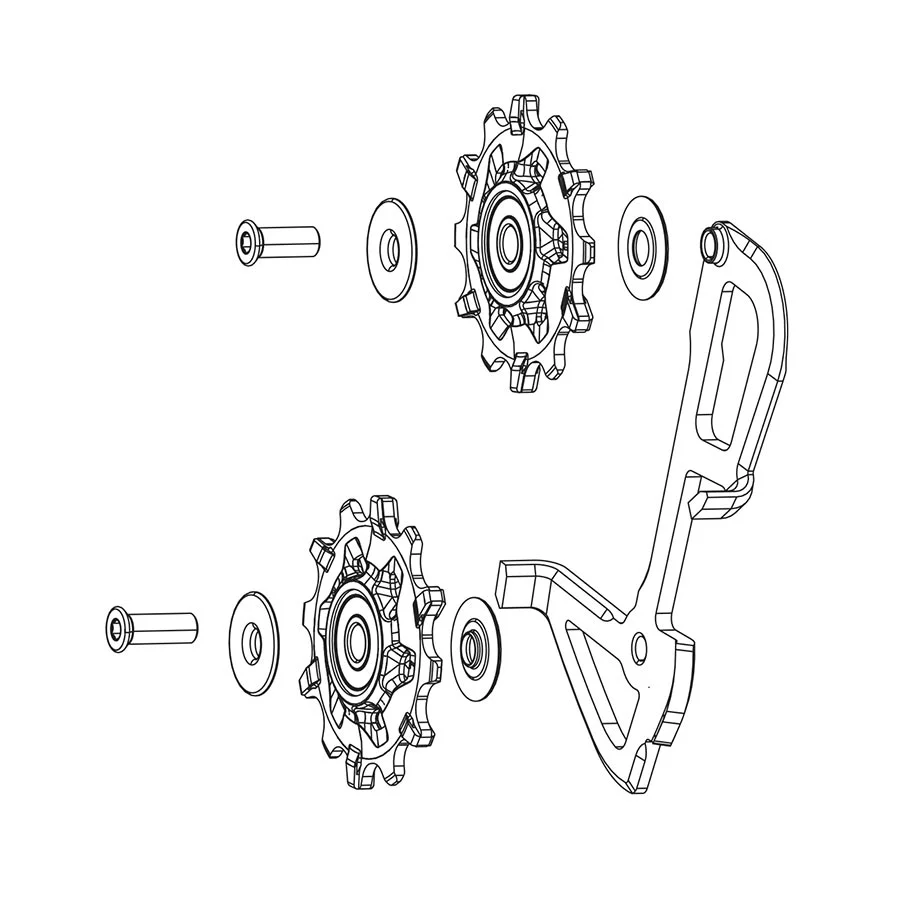 SRAM GX 1X11/Force1/Rival1 Type 2.1 Rear Derailleur Pulley Kit Long Cage Assembly