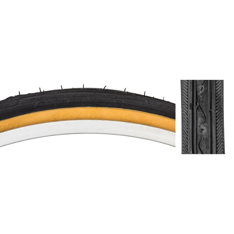 Sunlite K40 Road/Hybrid Bike Bicycle Tire 26x1-3/8 Black/Gum Wire Bead 590 ISO