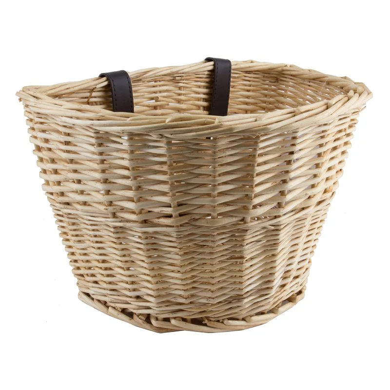SunLite Front Willow Classic Bicycle Basket 14x10x8.5 w/ Straps / Natural