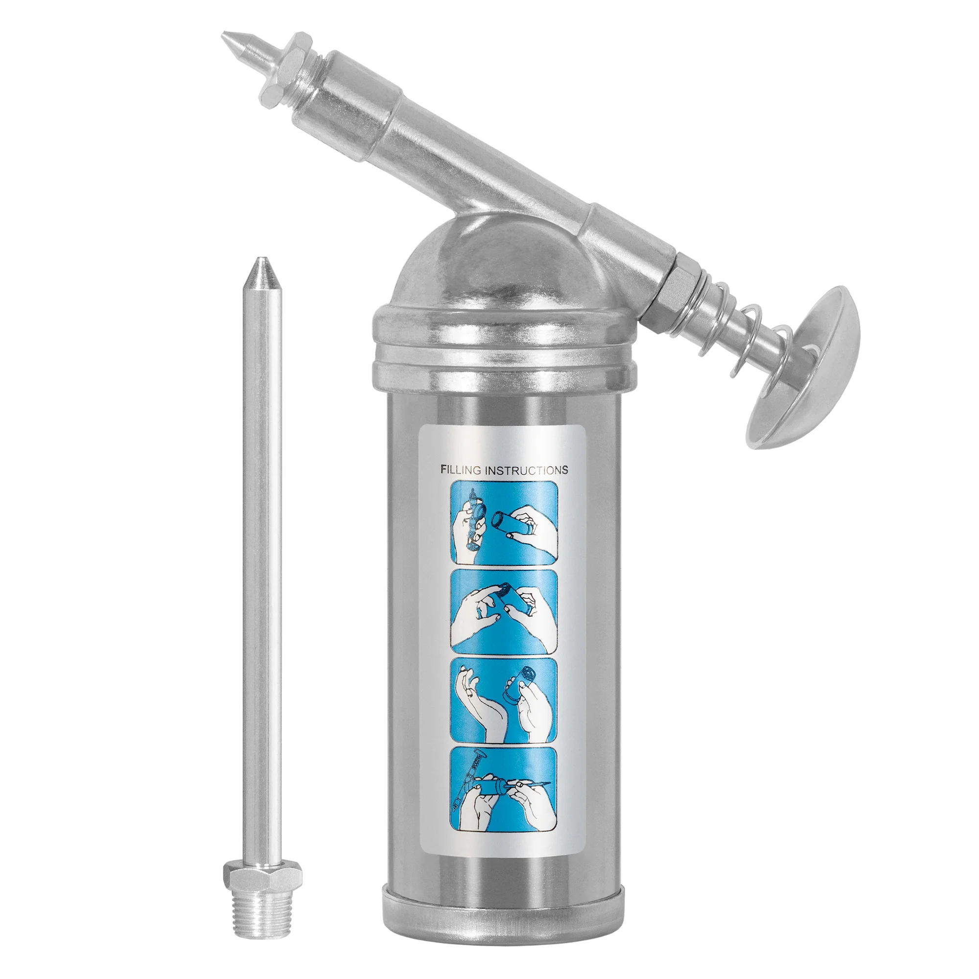 CyclingDeal Quality Mini Grease Gun Injector - 80c.c. 3 oz One-Hand Operation Small Pistol Grip Compact Dispenser Injector - Standard+ Long Nozzle
