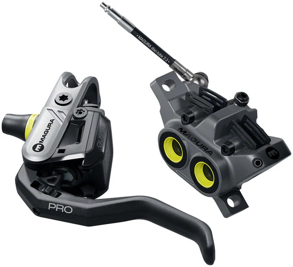 Magura Gustav Pro Disc Brake and Lever - Front or Rear, Post Mount, 4-Piston, Black/Anthracite Gray
