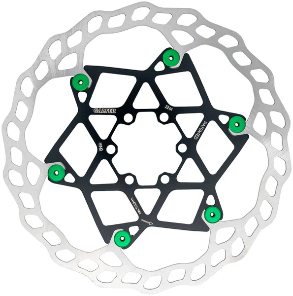 Galfer Floating Wave Disc Brake Rotor - 180mm x 2.0mm, 6-Bolt, Green