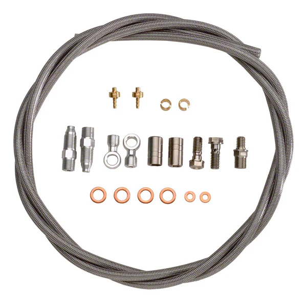 Hope Braided Stainless Steel Hydraulic Brake Hose and Fitting Kit - Fits Front or Rear, For One Brake, Universal