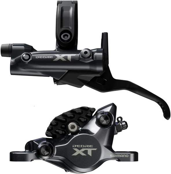 Shimano Deore XT M8200 Disc Brake and Lever - Left/Front, Post Mount, 2-Piston Caliper, SM-BH90-SBM Hose, Fin Metal