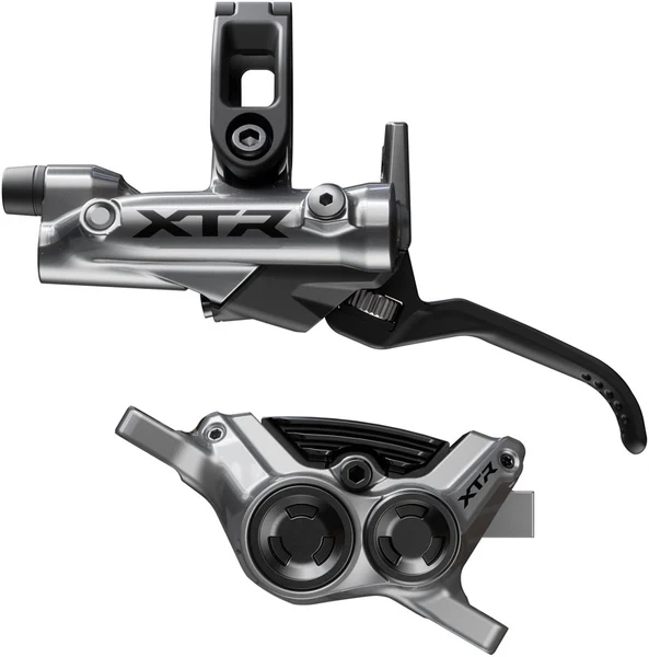 Shimano XTR M9220 Enduro Disc Brake and Lever - Left/Front, Post Mount, 4-Piston Caliper, SM-BH90-SBM Hose, Finned Metal