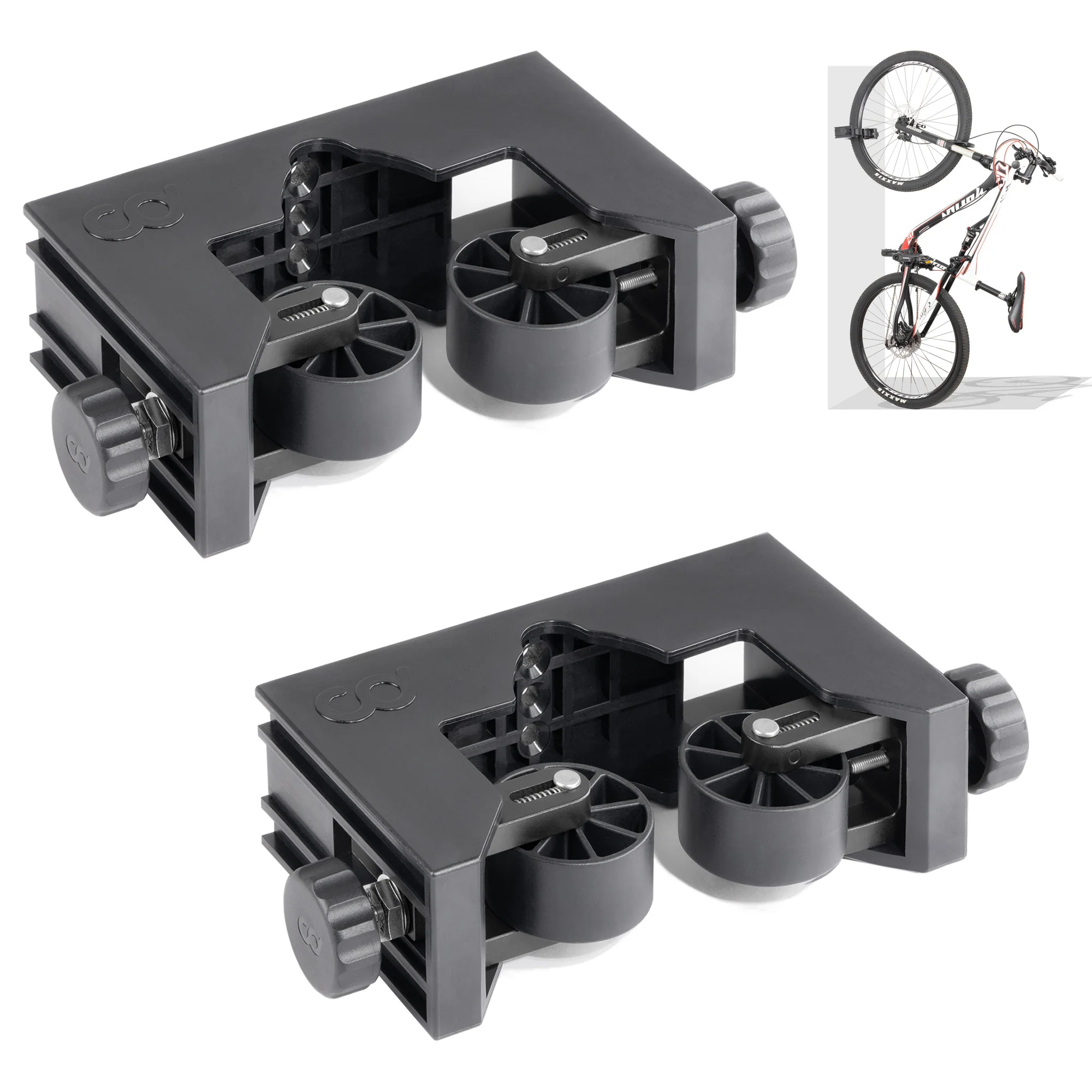 CyclingDeal Bike Tire Bicycle Clip Storage Wall Mount Rack - Premium Quality Clip for Outdoor & Indoor - Safe & Secure for Storing Road Mountain Bikes in Garage or Home - MTB 1.5"-2.4" (Pack of 2)