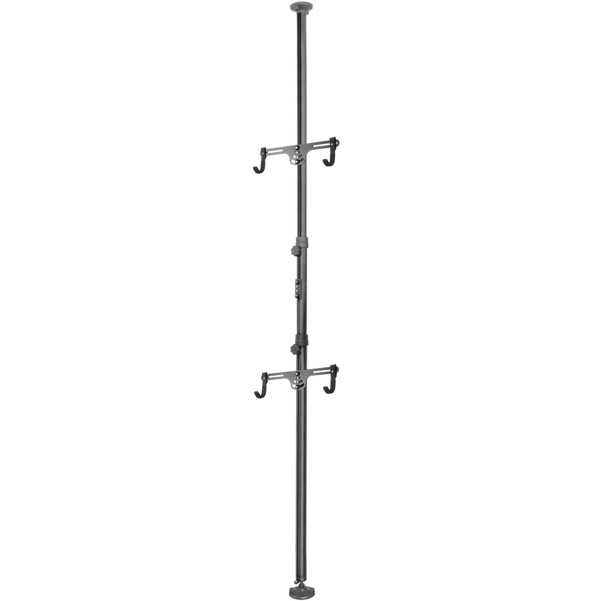 CyclingDeal Floor to Ceiling 2 Bike Storage Stand | Adjustable Aluminum Dual Hanger Pole Rack with Gravity Hooks & Locking Mechanism | Extends 5ft to 10ft | No-Drill Indoor Garage Apartment