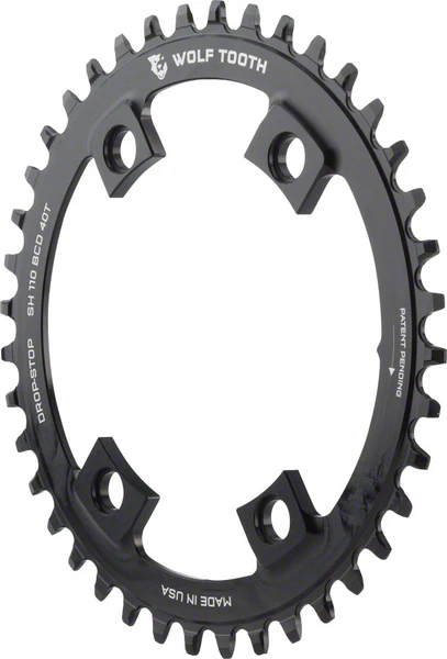 Wolf Tooth 38T Chainring: for Shimano Road 110 Asymmetric 4-bolt Cranks Black