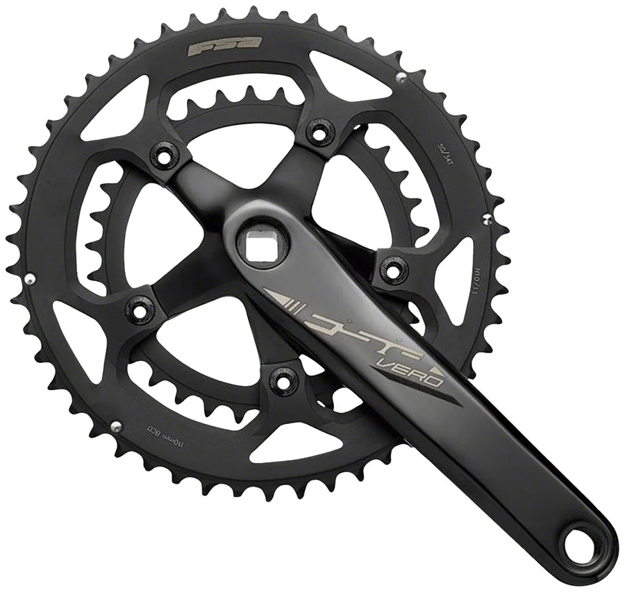 FSA Vero Compact 2x Crankset - 170mm 9-Speed 50/34t 5-Bolt 110 BCD JIS Spindle Interface N11 BLK