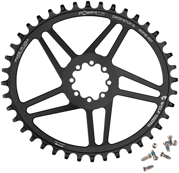 Wolf Tooth Elliptical Direct Mount Chainring - 44t, SRAM Direct Mount, Drop-Stop B, For SRAM 8-Bolt Cranksets, 6mm