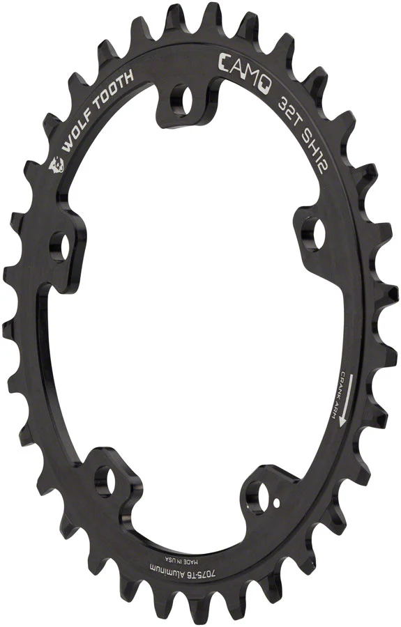 Wolf Tooth CAMO Aluminum Chainring - 30tCAMO Mount Requires 12-Speed Hyperglide+ Chain BLK