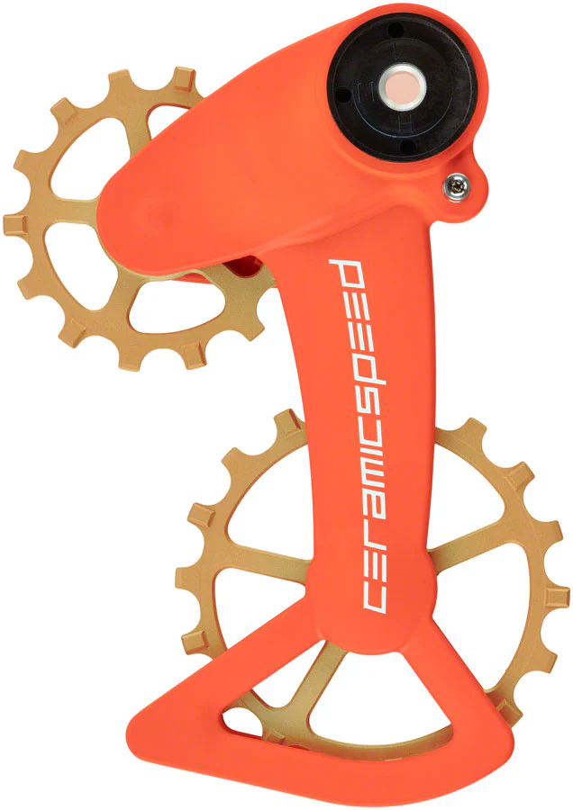 CeramicSpeed OSPW XPulley Wheel System SRAM Eagle AXS - Coated Races Alloy Pulley Carbon Cage Orange/Bronze Cerakote