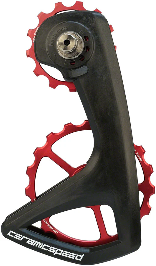 CeramicSpeed OSPW RS Pulley Wheel System Shimano Dura-Ace 9250/Ultegra 8150- Aluminum Pulley Carbon Cage Red