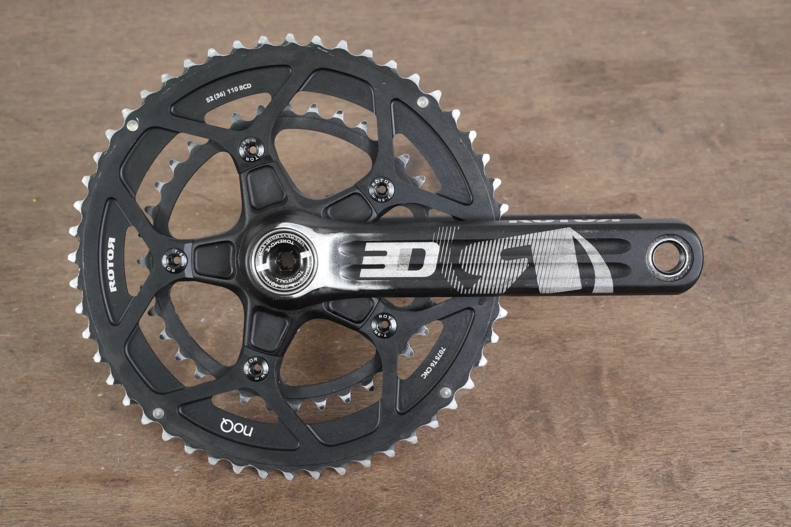175mm 52/36T BB30 Rotor 3D NoQ Road Crankset