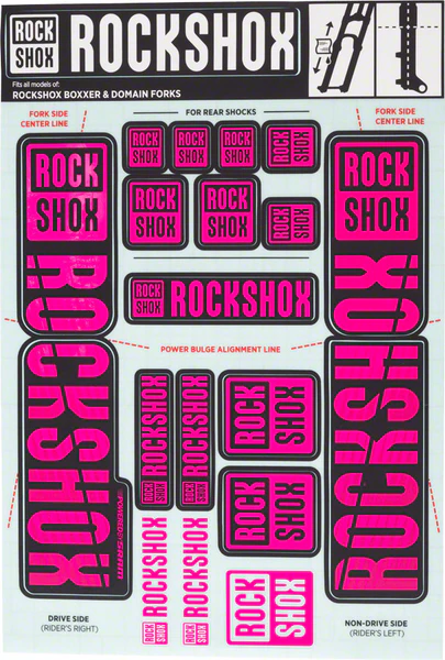 RockShox Fork Decal Kit - 35mm Dual Crown, Magenta