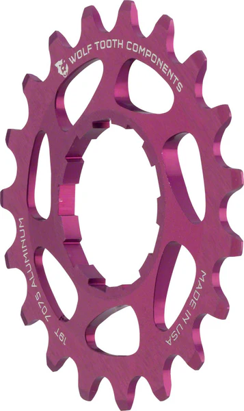 Wolf Tooth Single Speed Aluminum Cog - 19t, Compatible with 3/32" Chains, Purple