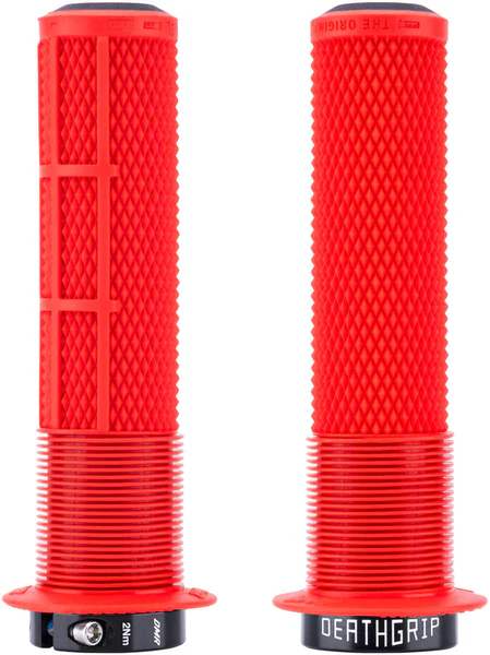 DMR DeathGrip 2 Flanged Grips - Thick, Lock-On, Red