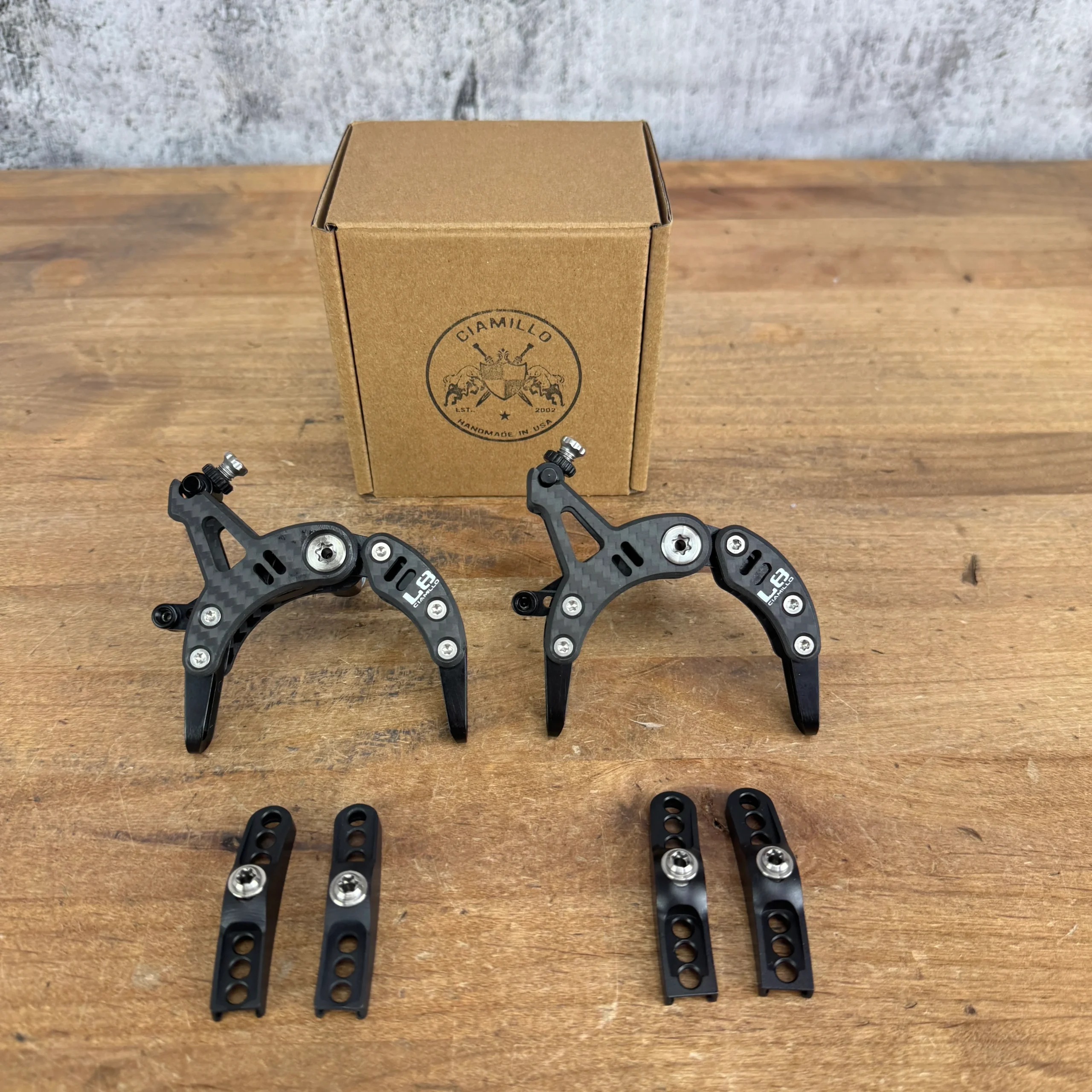 New! Ciamillo L8 Ultra Carbon Titanium Center-Mount Road Rim Brake Calipers 137g