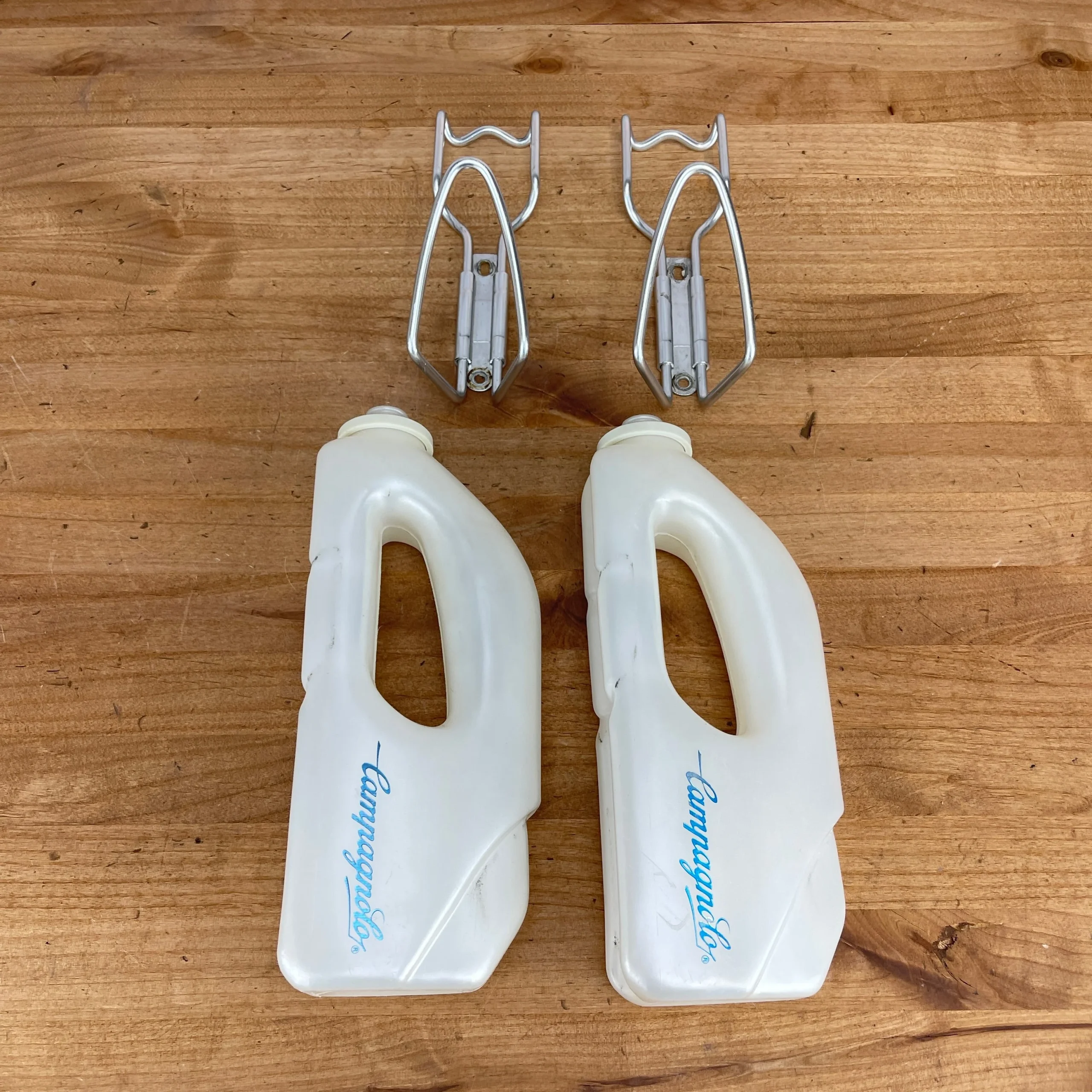 Vintage! Pair Campagnolo Borraccia Biodinamica 500 Water Bottle Cages + Bottles