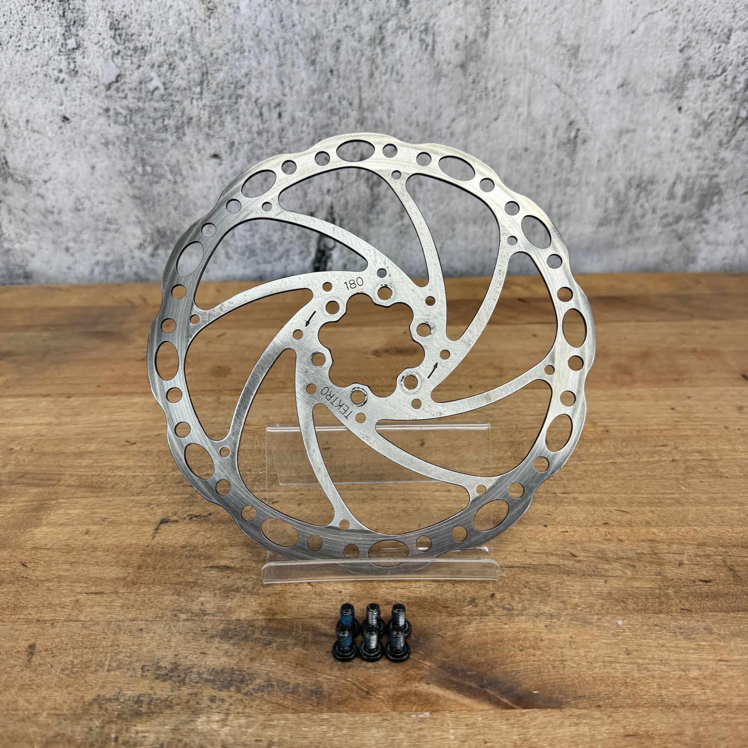 Tektro 180mm Single Stainless Steel 6-Bolt Bike Disc Brake Rotor w/Bolts 144g
