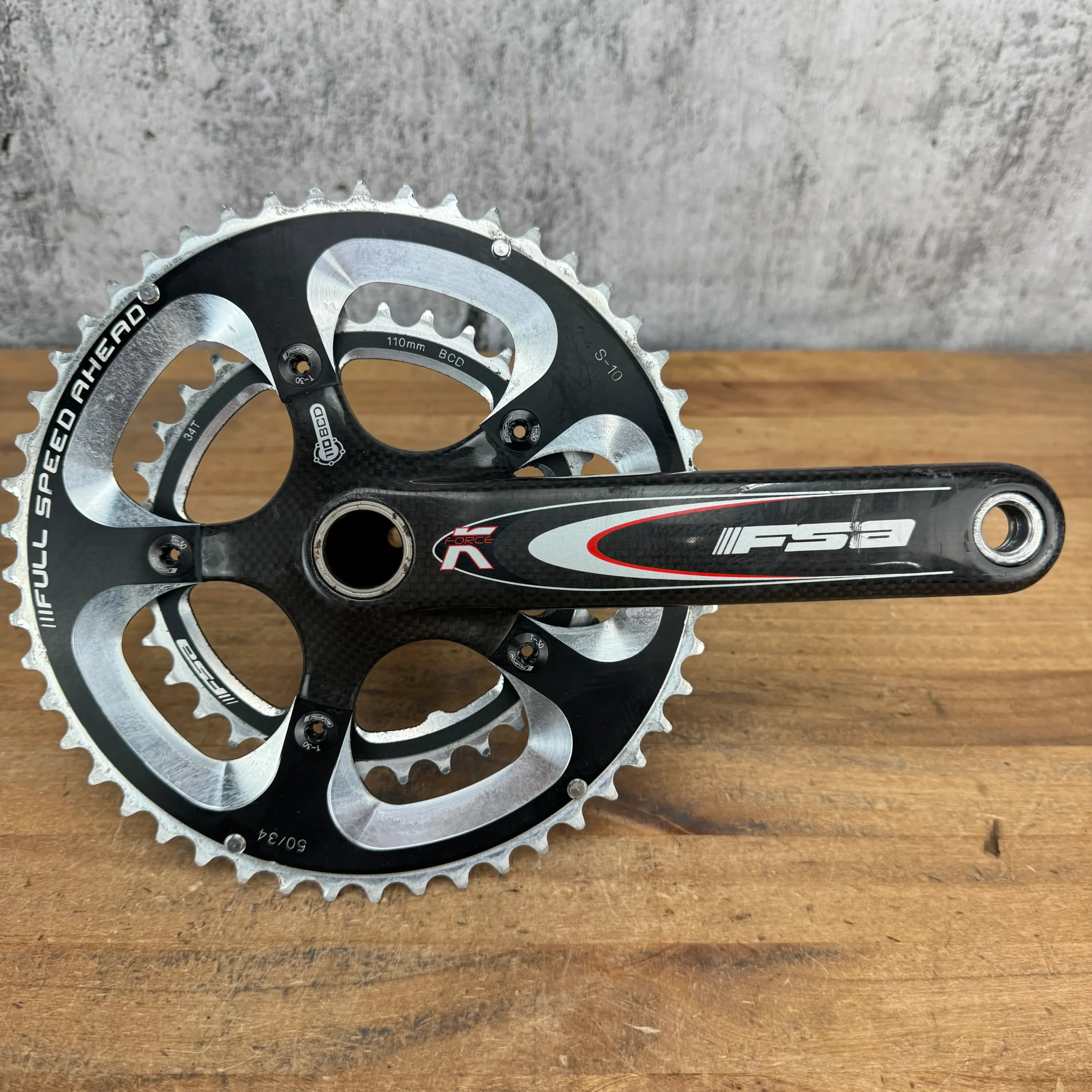 FSA K-Force 175mm 50/34 10-Speed 110BCD 24mm Spindle Carbon Bike Crankset 630g