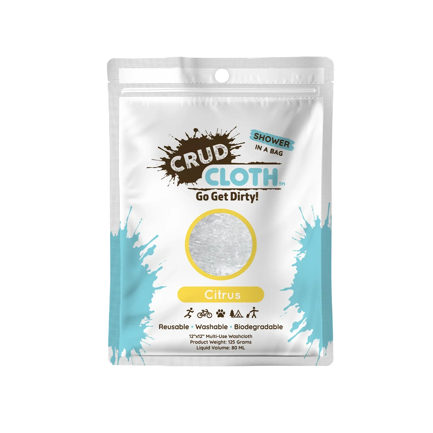 Single Use Sample (QTY 1) Silca Crud Cloth Shower In A Bag - Citrus Scent