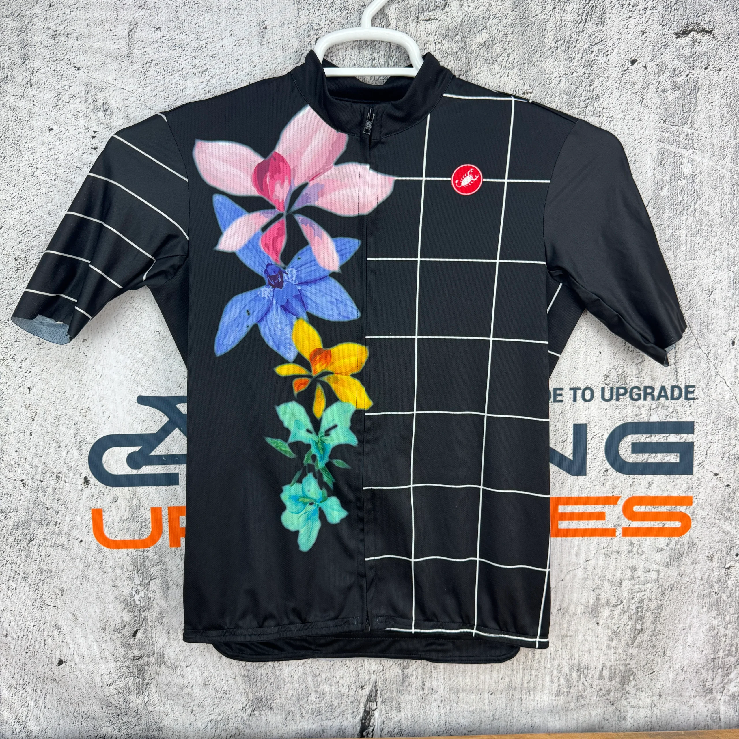 Castelli Black Flower Print Women's Medium Short Sleeve Cycling Jersey