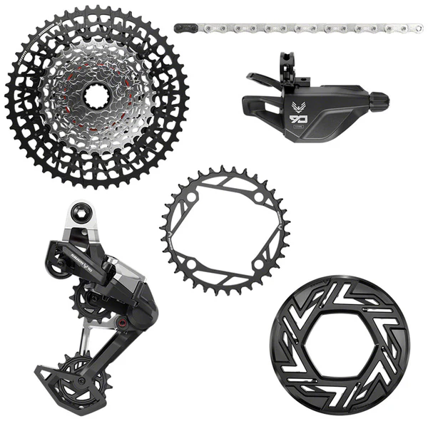 SRAM Eagle 90 Ebike Groupset - No Crank, 34T 104bcd, Clip-on Guard, Chain, XS-1275 10-52t, Single Click Shifter, Rear