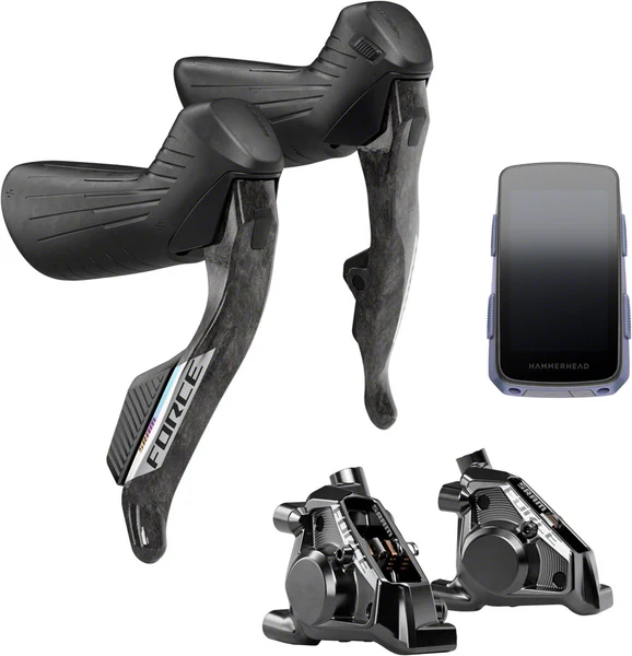 SRAM Force eTap AXS Upgrade Kit - Right and Left HRD Shift/Brake Levers, Flat Mount Calipers, Hammerhead Karoo (Force