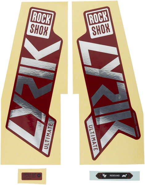 Rockshox Fork Decal Kit - Lyrik Ultimate, 27.5"/29", Gloss Polar Foil/Red