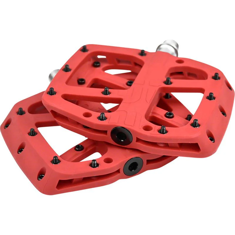 e*thirteen Base Platform Pedals – Composite, 9/16", Red, Lightweight & Durable