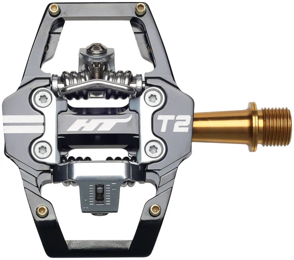 HT Components T2T Pedals - Dual Sided Clipless with Platform, Aluminum, 9/16", Black