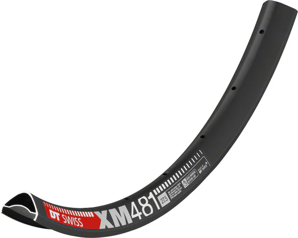 DT Swiss XM 481 27.5" Tubeless-Ready Disc Rim 32h Black, Includes Squorx Nipples