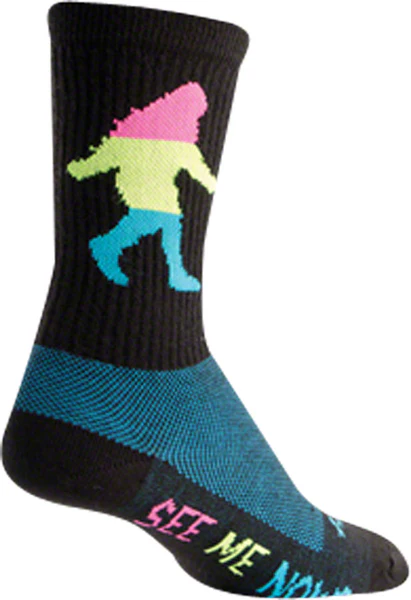 SockGuy Sasquatch Neon Wool Sock: Black LG/XL