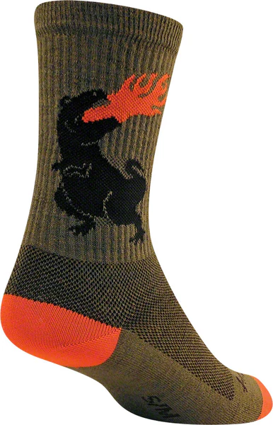 SockGuy Dinosaur Wool 6" Crew Sock: Green SM/MD