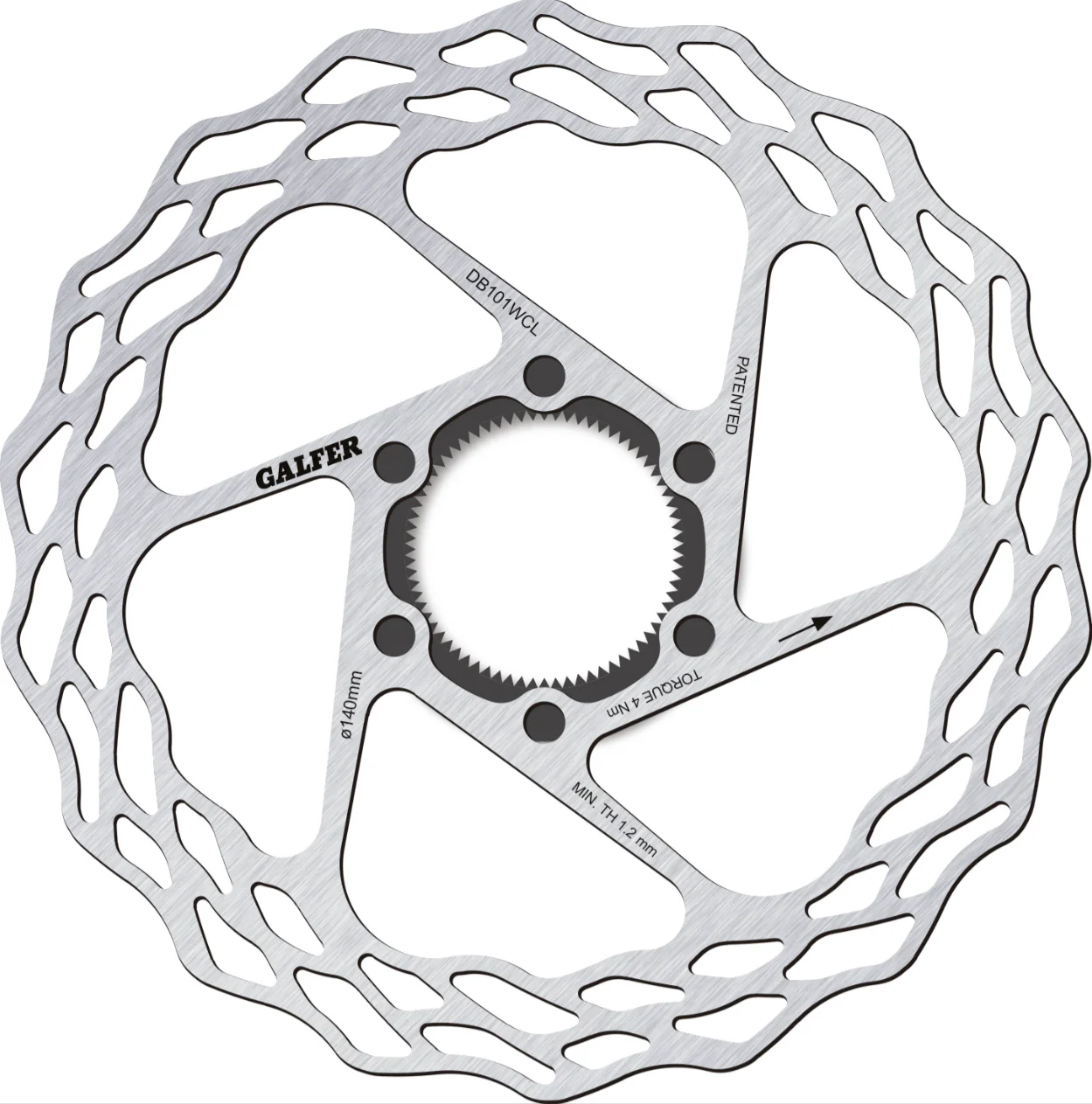New! Galfer Bike 140mm 1.8mm Wave Road Center Lock Disc Brake Rotor DB101WCL 76g