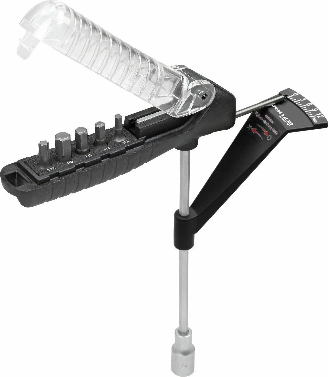 Venzo 1/4 Inch Driver Beam Torque Wrench Set - 1 to 12 Nm - Small Adjustable - Great Maintenance MTB, Mountain, Road Bike & Motorcycle - All Bits Are Included As a Kit -Carbon Parts Essential Tool