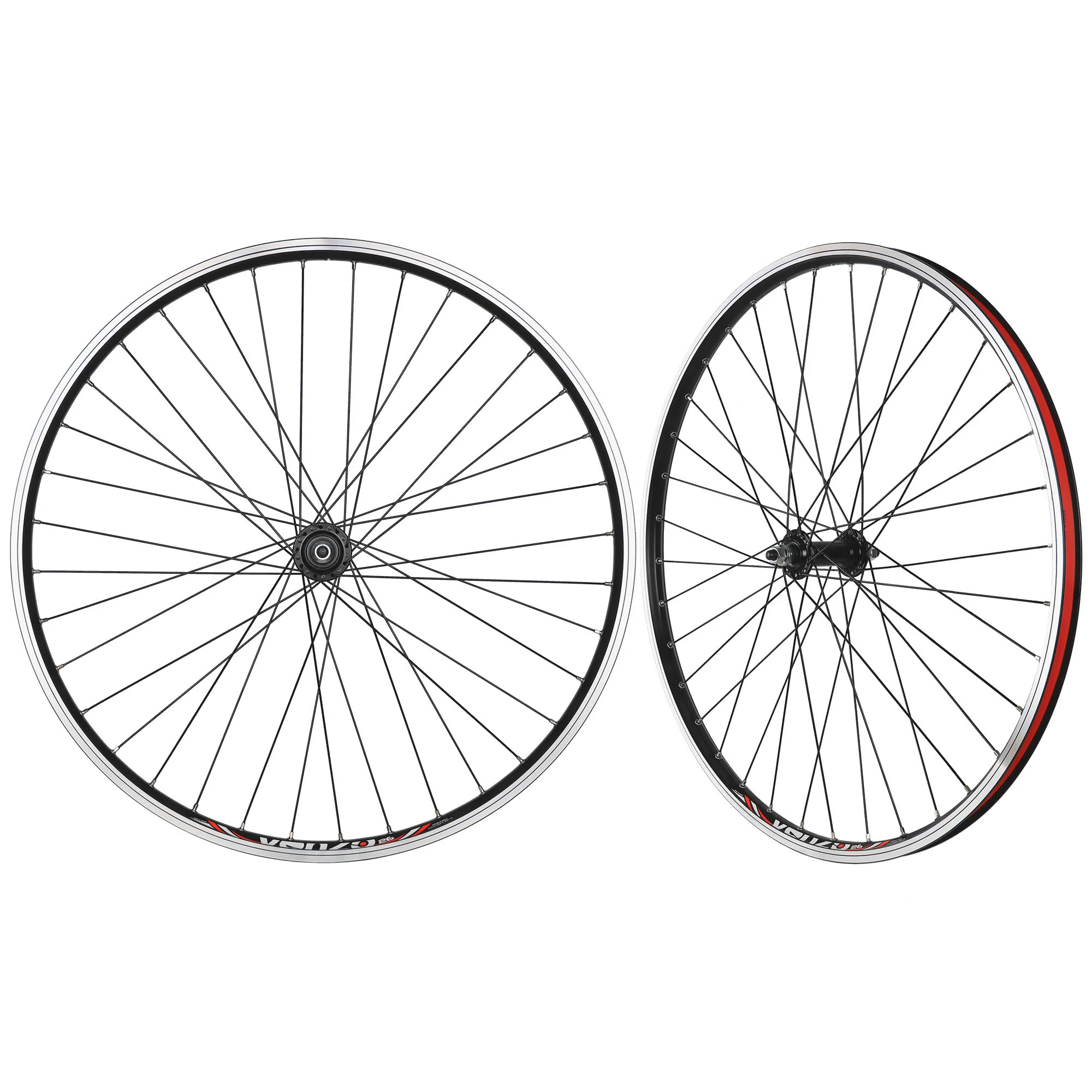 CyclingDeal Mountain Bike 26" 5/6/7/8 Speed Double Wall Alloy Wheelset - Bicycle MTB Thread-on Freewheel - Bolt-on Axle Front & Rear - 18mm Inner Rim Width