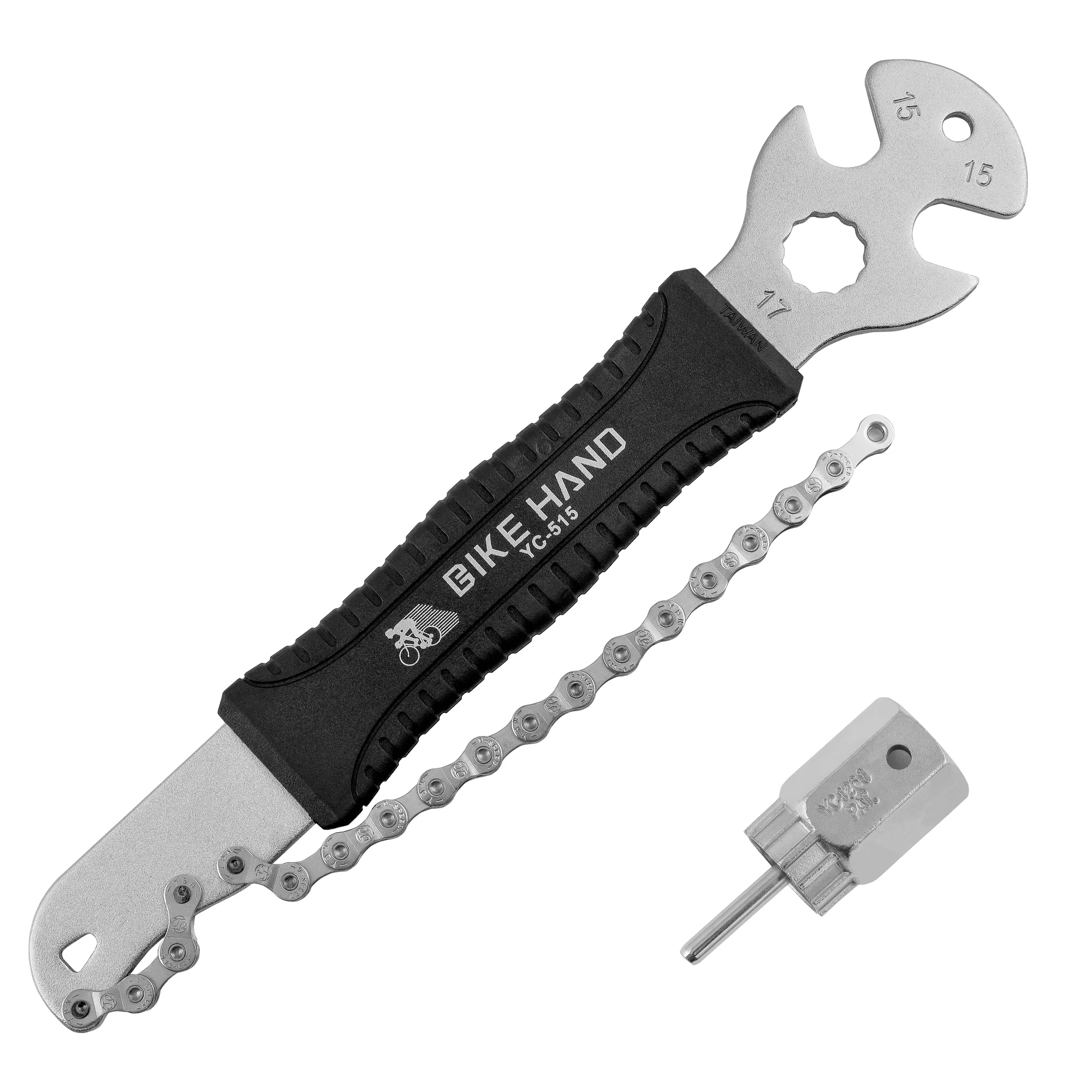 BikeHand 2 in 1 Bicycle Cassette Removal Installation Tool Kit with 15mm Pedal Wrench - Chain Whip and Lockring Tool - Compatible with Shimano Sram HG System 7-12 Speed