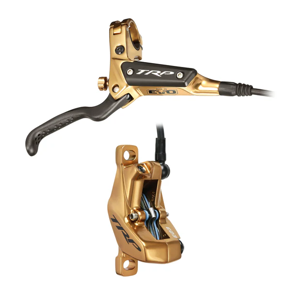 TRP DH-R Evo Pro Disc Brake and Lever - Hydraulic, 4-Pistion, Post Mount, Gold