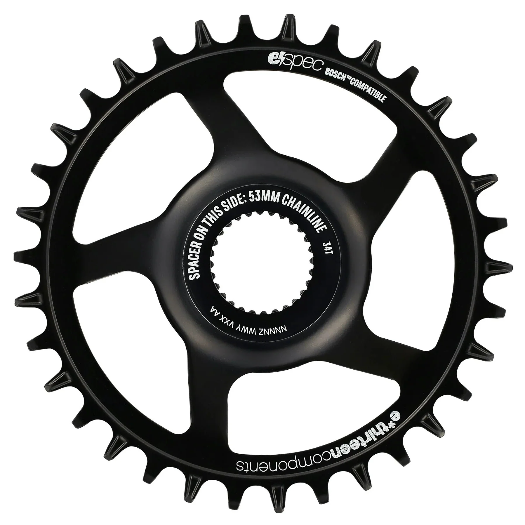 E*thirteen e*spec Steel Direct Mount Chainring - 34T Bosch CX Gen4 CL 53/55 via Spacer BLK