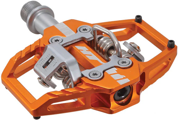 HT Components T1 Trail Pedals - Orange Clipless with Cleats