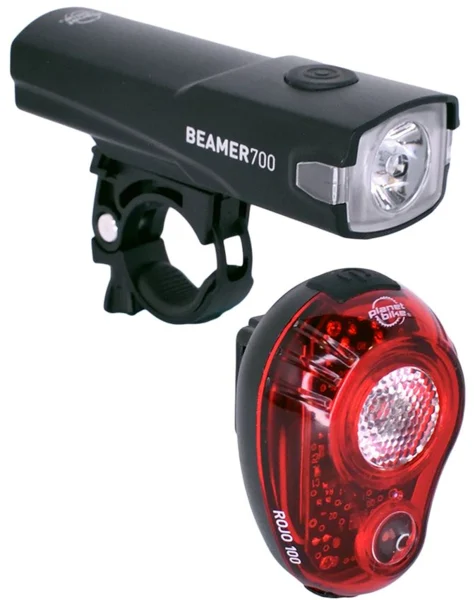 Planet BikeBeamer 700 & Rojo 100 USB bike light set