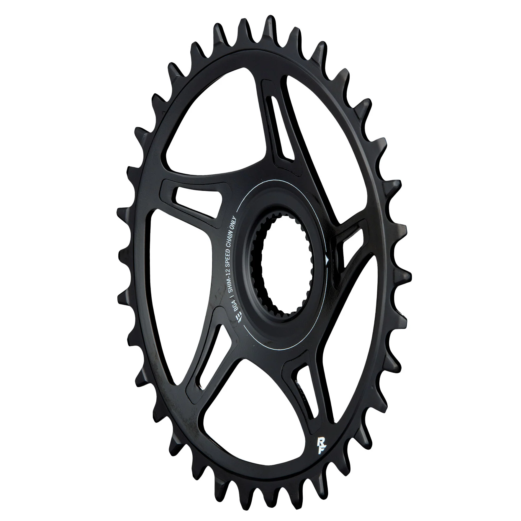 Race Face Bosch G4 Direct Mount Hyperglide+ eMTB Chainring 52mm Chainline - 34t Steel Requires Shimano 12-speed HG+ Chain BLK