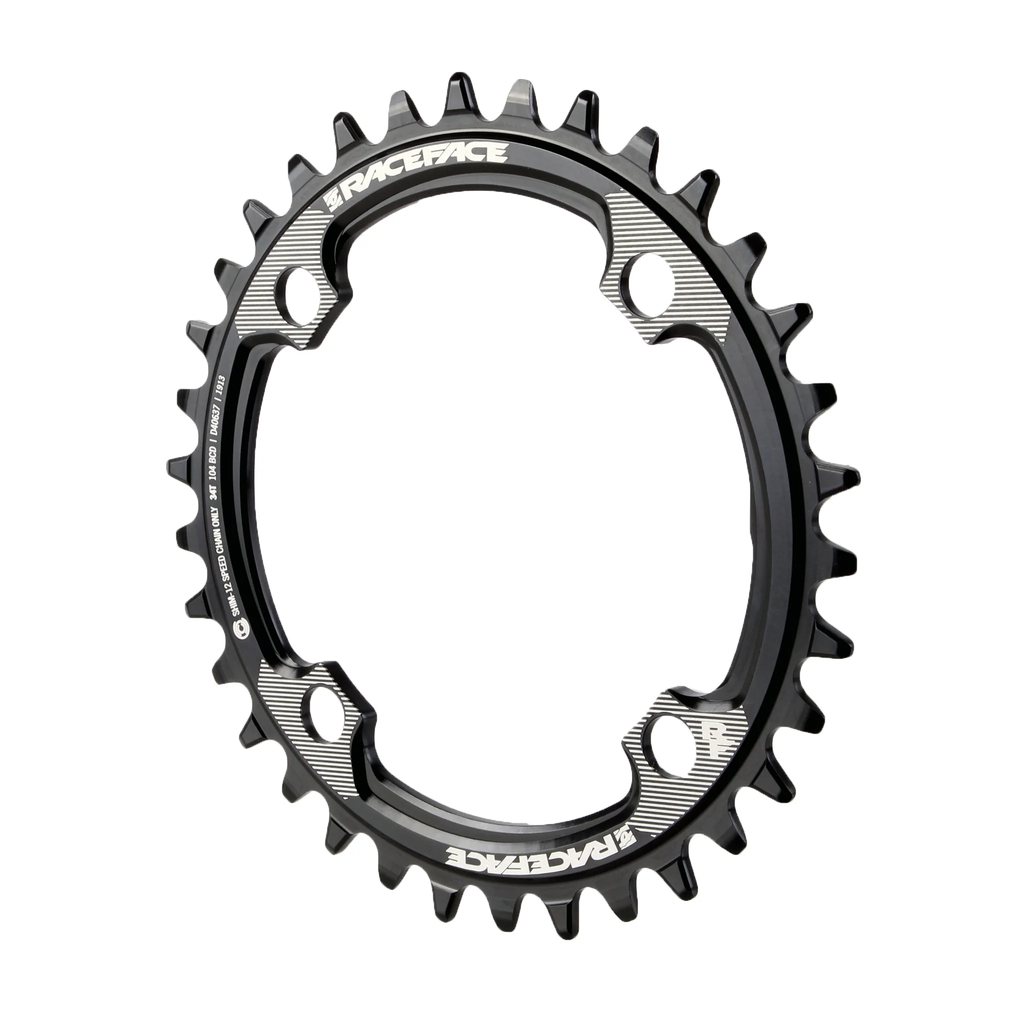Race Face 1x 104 BCD Hyperglide+ Chainring - 32t 104 BCD 4-Bolt Requires Shimano 12-speed Hyperglide+ Chain 7075 Aluminum BLK